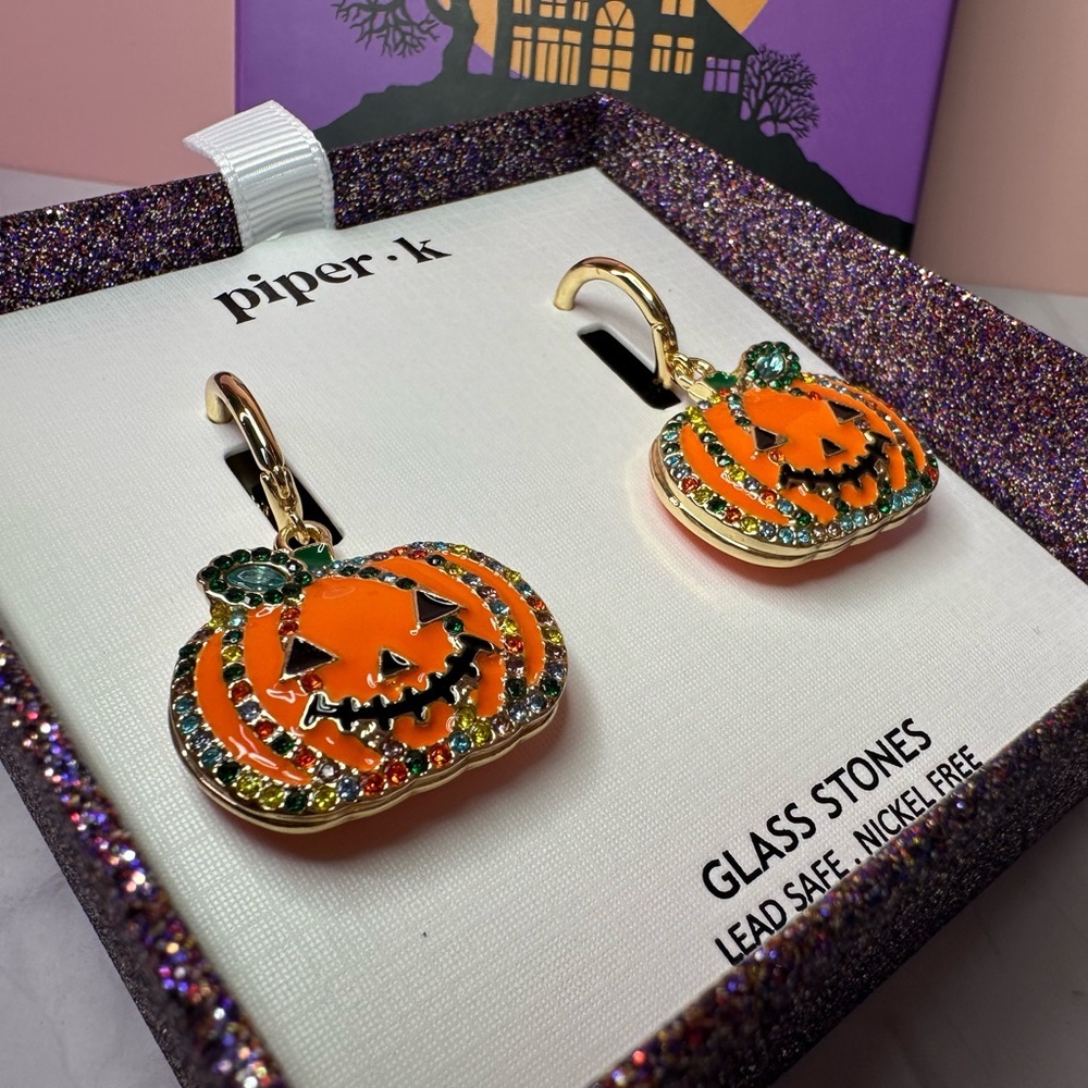 Piper K Jack o Lantern earrings new in box
